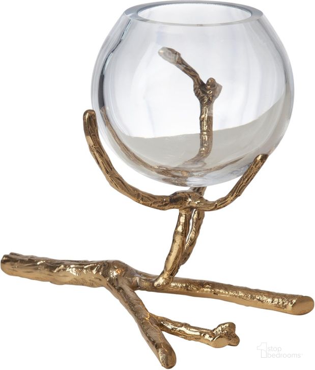The appearance of Twig Vase Holder In Brass designed by Global Views in the modern / contemporary interior design. This brass piece of furniture  was selected by 1StopBedrooms from Twig Collection to add a touch of cosiness and style into your home. Sku: 9.92656. Material: Glass. Product Type: Decorative Accessory. Image1