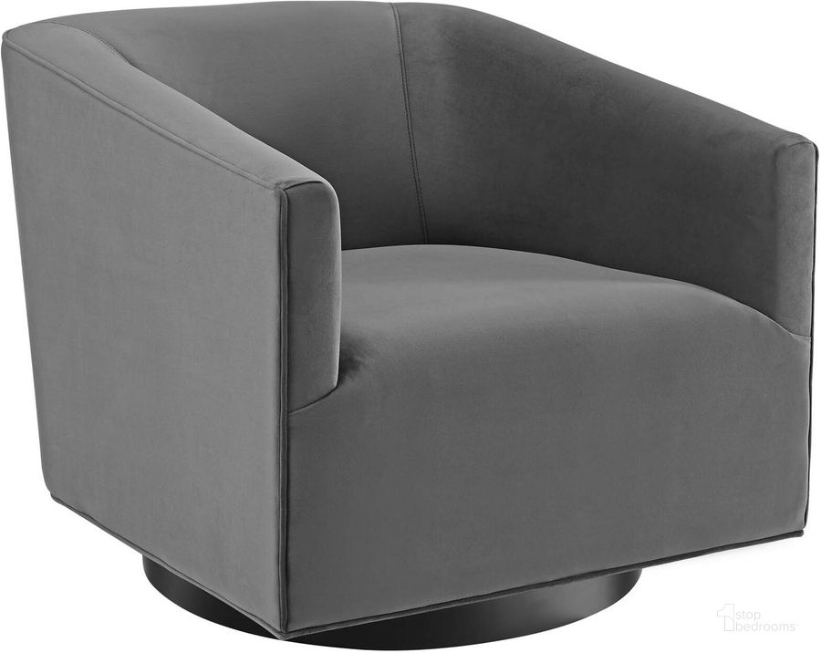 The appearance of Twist Gray Accent Lounge Performance Velvet Swivel Chair EEI-3456-GRY designed by Modway in the modern / contemporary interior design. This gray piece of furniture  was selected by 1StopBedrooms from Twist Collection to add a touch of cosiness and style into your home. Sku: EEI-3456-GRY. Material: Wood. Product Type: Swivel Chair. Image1