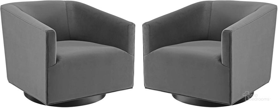 The appearance of Twist Swivel Chair Performance Velvet Set of 2 EEI-4427-GRY designed by Modway in the modern / contemporary interior design. This gray piece of furniture  was selected by 1StopBedrooms from Twist Collection to add a touch of cosiness and style into your home. Sku: EEI-4427-GRY. Material: Wood. Product Type: Swivel Chair. Image1