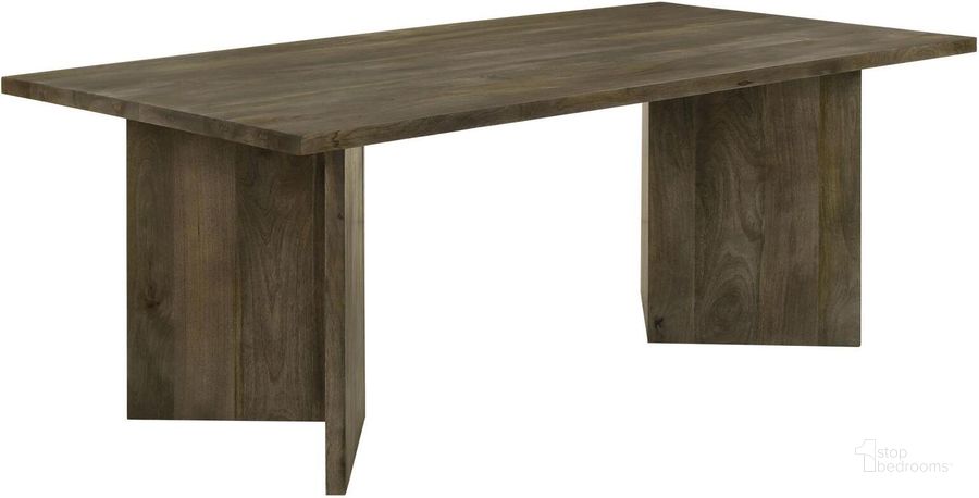 The appearance of Tyler Rectangular Double V-Leg Dining Table In Mango Brown designed by Coaster in the rustic / southwestern interior design. This mango brown piece of furniture  was selected by 1StopBedrooms from Tyler Collection to add a touch of cosiness and style into your home. Sku: 130511. Material: Wood. Product Type: Dining Table. Size: 80". Image1