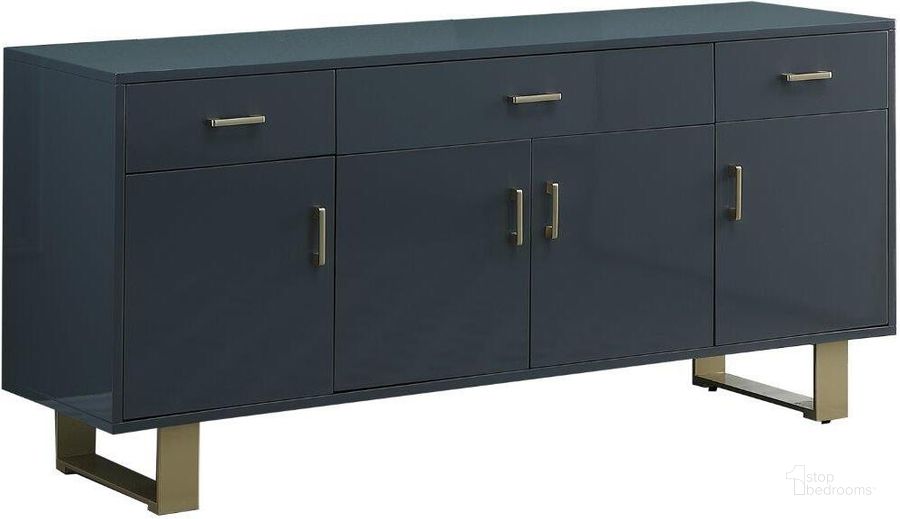 The appearance of Tyrion Gray Lacquer Sideboard With Gold Accents designed by Best Master Furniture in the modern / contemporary interior design. This gray and gold piece of furniture  was selected by 1StopBedrooms from Tyrion Collection to add a touch of cosiness and style into your home. Sku: T1953GS. Material: Wood. Product Type: Sideboard. Image1