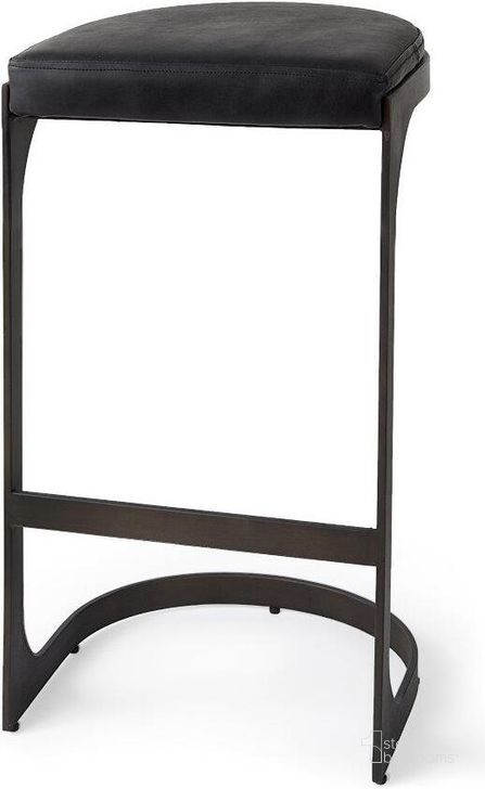 The appearance of Tyson Black Leather With Metal Frame Bar Stool designed by Mercana in the modern / contemporary interior design. This black piece of furniture  was selected by 1StopBedrooms from Tyson Collection to add a touch of cosiness and style into your home. Sku: 69271. Material: Metal. Product Type: Barstool. Image1
