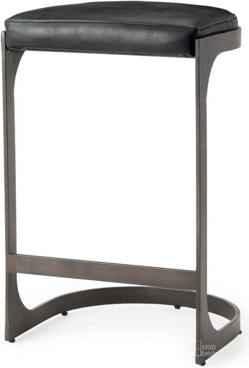 The appearance of Tyson Black Leather With Metal Frame Counter Stool designed by Mercana in the modern / contemporary interior design. This black piece of furniture  was selected by 1StopBedrooms from Tyson Collection to add a touch of cosiness and style into your home. Sku: 69268. Material: Metal. Product Type: Barstool. Image1