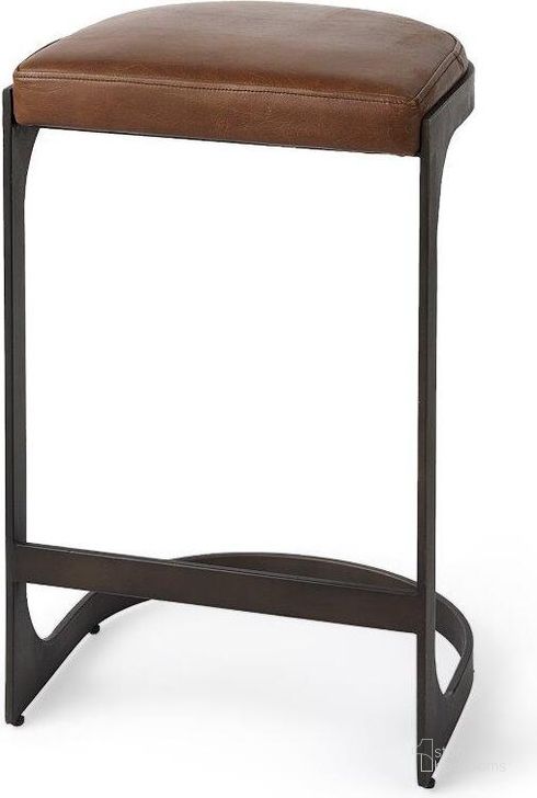 The appearance of Tyson Brown Leather With Metal Frame Counter Stool designed by Mercana in the modern / contemporary interior design. This black and brown piece of furniture  was selected by 1StopBedrooms from Tyson Collection to add a touch of cosiness and style into your home. Sku: 69267. Material: Metal. Product Type: Barstool. Image1