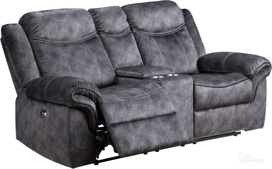The appearance of U2200 Power Recliner Loveseat With Black Welt In Granite designed by Global Furniture USA in the transitional interior design. This dark grey piece of furniture  was selected by 1StopBedrooms from U2200 Collection to add a touch of cosiness and style into your home. Sku: U2200-DOMINO GRANITE-PCRLS W/PWR SWITCH-1. Product Type: Reclining Loveseat. Image1