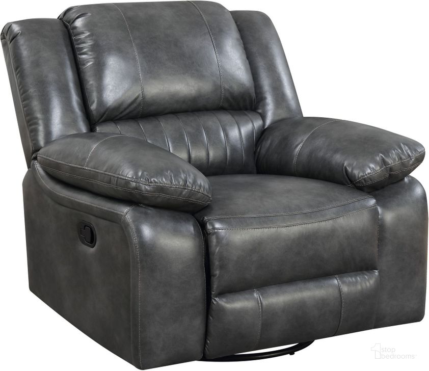 The appearance of Navaro Gray Glider Recliner designed by Emerald Home Furnishings in the traditional interior design. This gray piece of furniture  was selected by 1StopBedrooms from Navaro Collection to add a touch of cosiness and style into your home. Sku: U7120-04-03. Material: Wood. Product Type: Recliner. Image1