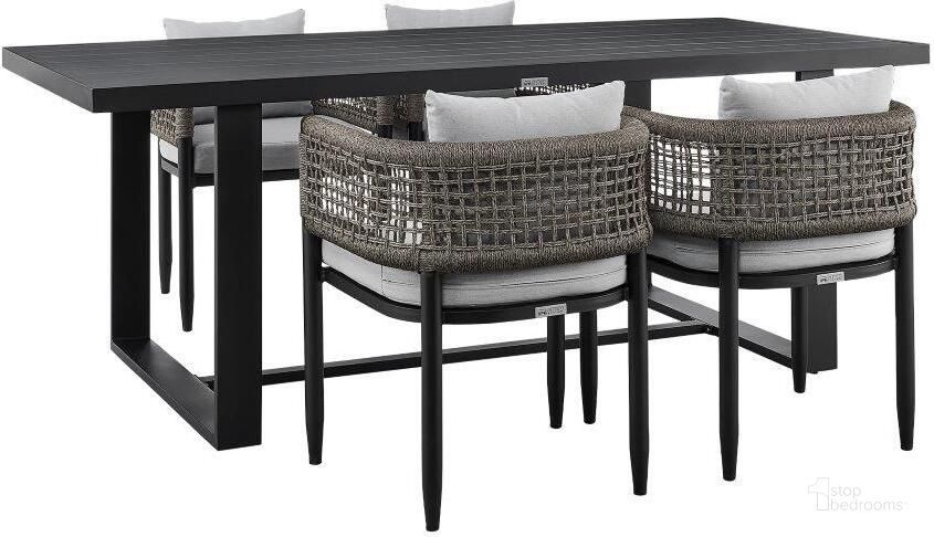 The appearance of Ultinsdale Aluminium Outdoor Dining Set Outdoor Dining Furniture 0qb24490159 designed by Luxe Linea in the modern / contemporary interior design. This black piece of furniture  was selected by 1StopBedrooms from Ultinsdale Collection to add a touch of cosiness and style into your home. Sku: LCAFDIBL;LCAFCHBL;LCAFCHBL. Table Base Style: Trestle. Material: Aluminum. Product Type: Outdoor Dining Set. Image1