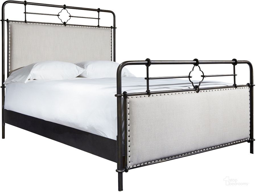 The appearance of Upholstered Metal Complete King Bed In Bronze designed by Universal in the transitional interior design. This bronze piece of furniture  was selected by 1StopBedrooms from Curated Collection to add a touch of cosiness and style into your home. Sku: 596320B. Material: Metal. Bed Size: King. Product Type: Slat / Spindle Bed. Bed Type: Slat / Spindle Bed. Image1