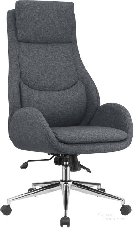 The appearance of Upholstered Office Chair With Padded Seat In Grey And Chrome designed by Coaster in the modern / contemporary interior design. This grey piece of furniture  was selected by 1StopBedrooms from  to add a touch of cosiness and style into your home. Sku: 881150. Material: Other. Product Type: Office Chair. Image1