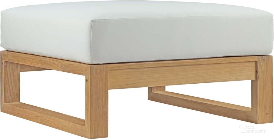 The appearance of Upland Outdoor Patio Teak Ottoman In Natural White designed by Modway in the modern / contemporary interior design. This natural white piece of furniture  was selected by 1StopBedrooms from Upland Collection to add a touch of cosiness and style into your home. Sku: EEI-2708-NAT-WHI. Material: Wood. Product Type: Ottoman. Image1