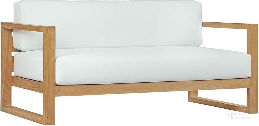 The appearance of Upland Outdoor Patio Teak Sofa In Natural White designed by Modway in the modern / contemporary interior design. This natural white piece of furniture  was selected by 1StopBedrooms from Upland Collection to add a touch of cosiness and style into your home. Sku: EEI-2707-NAT-WHI. Material: Wood. Product Type: Sofa. Image1