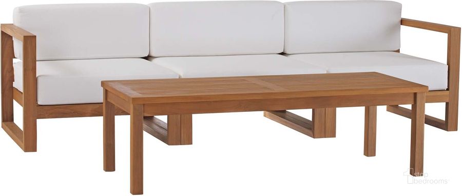 The appearance of Upland Outdoor Patio Teak Wood 4-Piece Furniture Set In Natural White designed by Modway in the modern / contemporary interior design. This natural white piece of furniture  was selected by 1StopBedrooms from Upland Collection to add a touch of cosiness and style into your home. Sku: EEI-4257-NAT-WHI-SET. Product Type: Outdoor Sectional. Image1