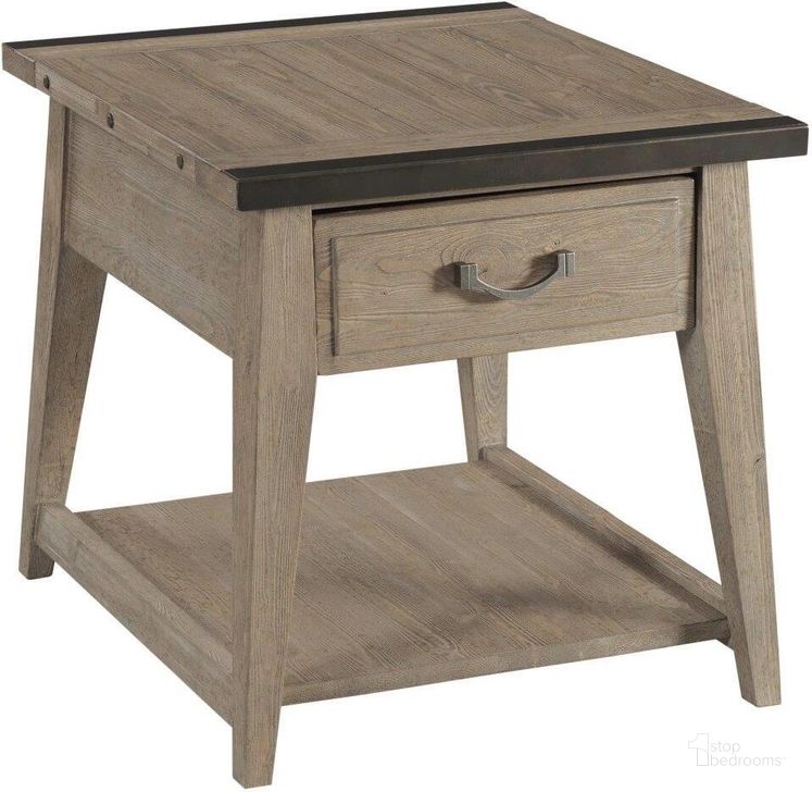 The appearance of Urban Cottage Brixton Rectangular Drawer End Table designed by Kincaid in the country / farmhouse interior design. This light stain piece of furniture  was selected by 1StopBedrooms from Urban Cottage Collection to add a touch of cosiness and style into your home. Sku: 025-915. Material: Wood. Product Type: End Table. Image1