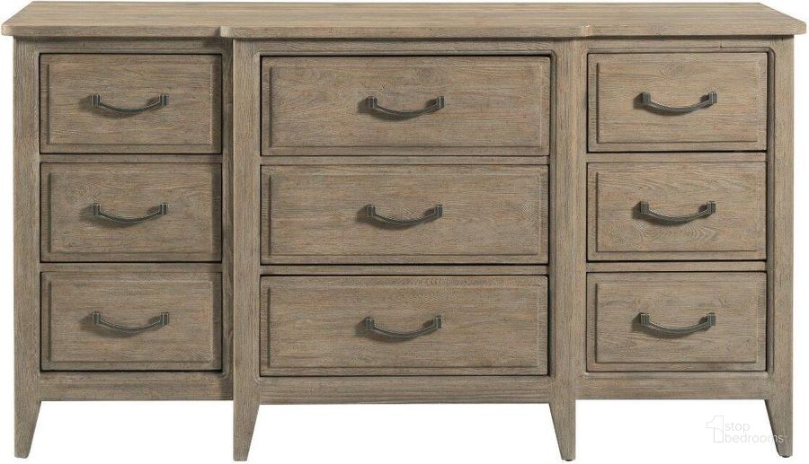 The appearance of Urban Cottage Lewiston Nine Drawer Dresser designed by Kincaid in the country / farmhouse interior design. This light stain piece of furniture  was selected by 1StopBedrooms from Urban Cottage Collection to add a touch of cosiness and style into your home. Sku: 025-131. Material: Wood. Product Type: Dresser. Image1