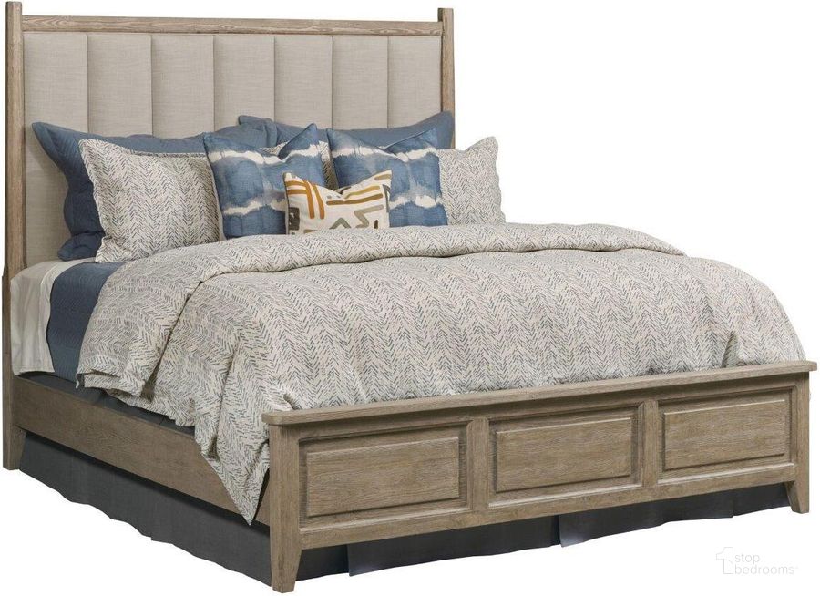 The appearance of Urban Cottage Oakmont King Upholstered Panel Bed designed by Kincaid in the country / farmhouse interior design. This light stain piece of furniture  was selected by 1StopBedrooms from Urban Cottage Collection to add a touch of cosiness and style into your home. Sku: 025-316P. Bed Type: Panel Bed. Material: Wood. Product Type: Panel Bed. Bed Size: King. Image1