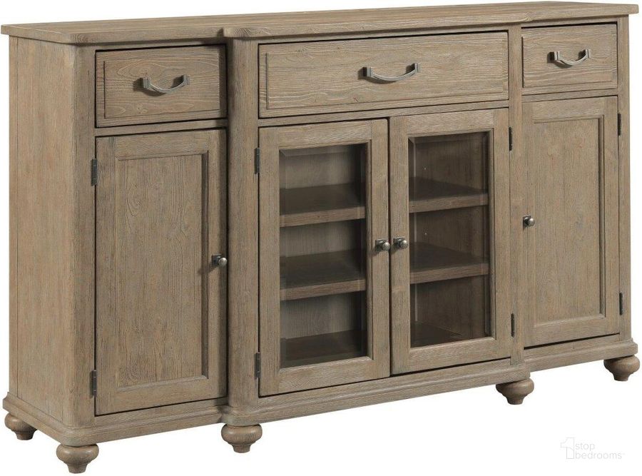 The appearance of Urban Cottage Wallace Breakfront Buffet designed by Kincaid in the country / farmhouse interior design. This light stain piece of furniture  was selected by 1StopBedrooms from Urban Cottage Collection to add a touch of cosiness and style into your home. Sku: 025-857. Material: Wood. Product Type: Buffet. Image1