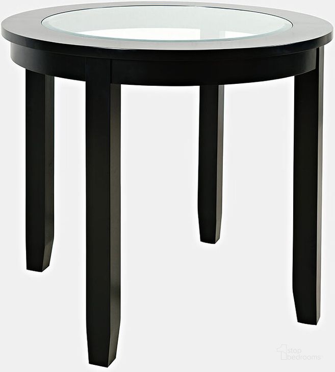 The appearance of Urban Icon 42 Inch Round Counter Height Glass Inlay Dining Table In Black designed by Jofran in the modern / contemporary interior design. This black piece of furniture  was selected by 1StopBedrooms from Urban Icon Collection to add a touch of cosiness and style into your home. Sku: 2004-36. Table Base Style: Legs. Table Top Shape: Round. Material: Wood. Product Type: Dining Table. Size: 42". Image1