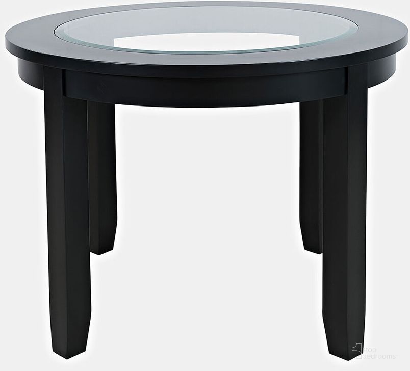 The appearance of Urban Icon 42 Inch Round Glass Inlay Dining Table In Black designed by Jofran in the modern / contemporary interior design. This black piece of furniture  was selected by 1StopBedrooms from Urban Icon Collection to add a touch of cosiness and style into your home. Sku: 2004-42. Table Base Style: Legs. Table Top Shape: Round. Material: Wood. Product Type: Dining Table. Image1