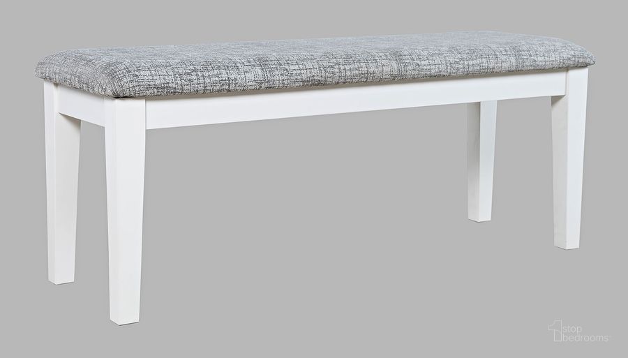 The appearance of Urban Icon 45 Inch Upholstered Dining Bench In White designed by Jofran in the modern / contemporary interior design. This white piece of furniture  was selected by 1StopBedrooms from Urban Icon Collection to add a touch of cosiness and style into your home. Sku: 2003-45KD. Material: Wood. Product Type: Dining Bench. Image1
