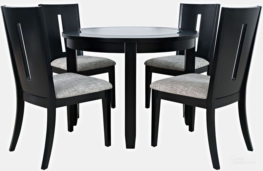 The appearance of Urban Icon Contemporary 42 Inch Round Five-Piece Dining Set With Upholstered Chairs In Black designed by Jofran in the modern / contemporary interior design. This black piece of furniture  was selected by 1StopBedrooms from Urban Icon Collection to add a touch of cosiness and style into your home. Sku: 2004-42D-5. Product Type: Dining Room Set. Material: MDF. Image1