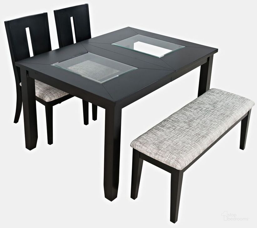 The appearance of Urban Icon Contemporary 66 Inch Four-Piece Dining Set With Upholstered Chairs and Bench In Black designed by Jofran in the modern / contemporary interior design. This black piece of furniture  was selected by 1StopBedrooms from Urban Icon Collection to add a touch of cosiness and style into your home. Sku: 2004-66D-4. Product Type: Dining Room Set. Material: MDF. Image1