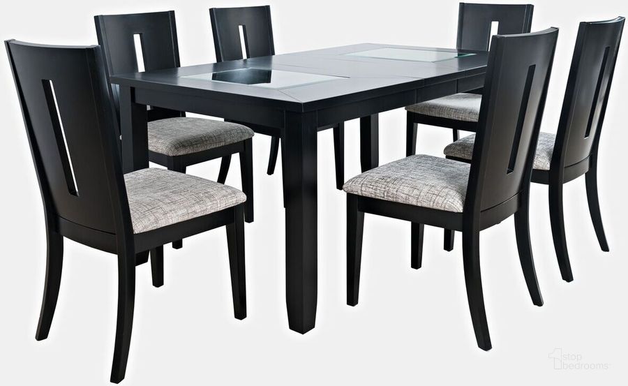 The appearance of Urban Icon Contemporary 66 Inch Seven-Piece Dining Set With Upholstered Chairs In Black designed by Jofran in the modern / contemporary interior design. This black piece of furniture  was selected by 1StopBedrooms from Urban Icon Collection to add a touch of cosiness and style into your home. Sku: 2004-66D-7. Product Type: Dining Room Set. Material: MDF. Image1