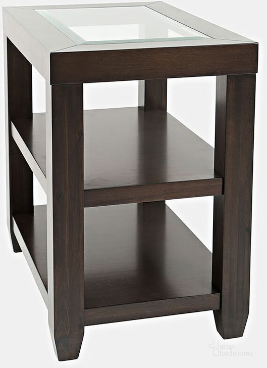 The appearance of Urban Icon Glass Inlay Chair Side End Table With Storage In Merlot designed by Jofran in the modern / contemporary interior design. This merlot piece of furniture  was selected by 1StopBedrooms from Urban Icon Collection to add a touch of cosiness and style into your home. Sku: 2002-7. Material: Wood. Product Type: End Table. Image1