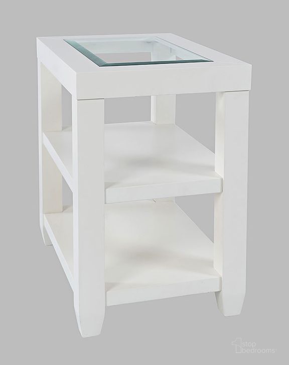 The appearance of Urban Icon Glass Inlay Chair Side End Table With Storage In White designed by Jofran in the modern / contemporary interior design. This white piece of furniture  was selected by 1StopBedrooms from Urban Icon Collection to add a touch of cosiness and style into your home. Sku: 2000-7. Material: Wood. Product Type: End Table. Image1