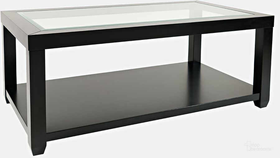 The appearance of Urban Icon Rectangular Glass Inlay Coffee Table In Black designed by Jofran in the modern / contemporary interior design. This black piece of furniture  was selected by 1StopBedrooms from Urban Icon Collection to add a touch of cosiness and style into your home. Sku: 2001-1. Material: Wood. Product Type: Coffee Table. Image1