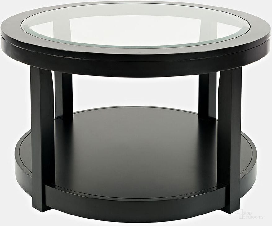 The appearance of Urban Icon Round Glass Inlay Coffee Table In Black designed by Jofran in the modern / contemporary interior design. This black piece of furniture  was selected by 1StopBedrooms from Urban Icon Collection to add a touch of cosiness and style into your home. Sku: 2001-2. Material: Wood. Product Type: Coffee Table. Image1