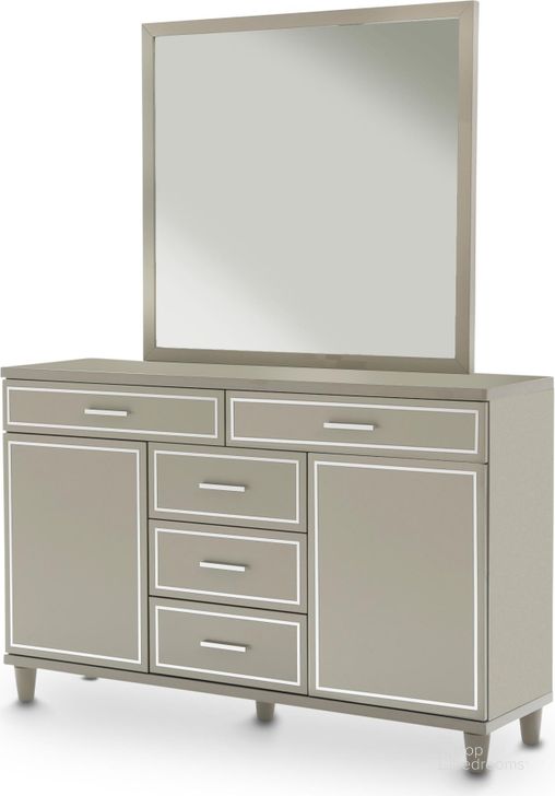 The appearance of Urban Place Dove Grey Dresser and Mirror designed by AICO in the modern / contemporary interior design. This dove grey piece of furniture  was selected by 1StopBedrooms from Urban Place Collection to add a touch of cosiness and style into your home. Sku: 9027650-803;9027660-803. Product Type: Dresser and Mirror.