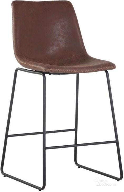 The appearance of Urban Unity Brown Cal Counter Stool Set of 2 designed by Sunpan in the modern / contemporary interior design. This brown piece of furniture  was selected by 1StopBedrooms from Urban Unity Collection to add a touch of cosiness and style into your home. Sku: 104036. Material: Faux Leather. Product Type: Barstool. Image1
