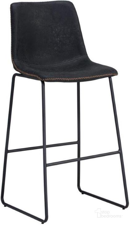 The appearance of Urban Unity Cal Antique Black Bar Stool Set Of 2 designed by Sunpan in the transitional interior design. This black piece of furniture  was selected by 1StopBedrooms from Urban Unity Collection to add a touch of cosiness and style into your home. Sku: 104960. Material: Faux Leather. Product Type: Barstool. Image1