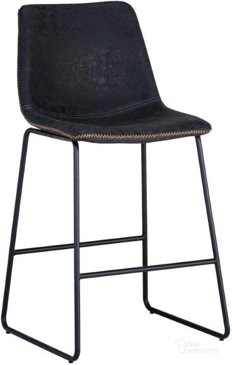 The appearance of Urban Unity Cal Antique Black Counter Stool Set Of 2 designed by Sunpan in the transitional interior design. This black piece of furniture  was selected by 1StopBedrooms from Urban Unity Collection to add a touch of cosiness and style into your home. Sku: 104961. Material: Faux Leather. Product Type: Barstool. Image1