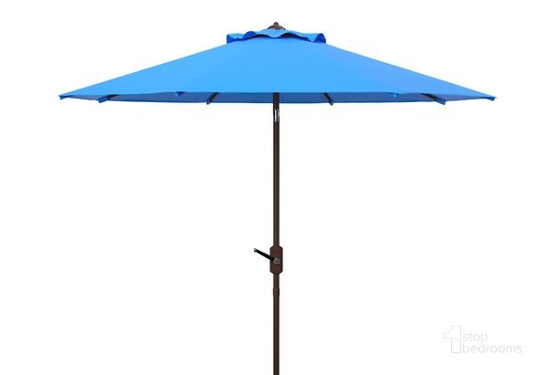 The appearance of Uv Resistant Ortega 9 Ft Auto Tilt Crank Umbrella in Blue designed by Safavieh in the modern / contemporary interior design. This blue piece of furniture  was selected by 1StopBedrooms from Ortega Collection to add a touch of cosiness and style into your home. Sku: PAT8001P. Material: Metal. Product Type: Umbrella. Image1
