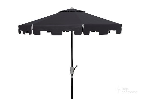 The appearance of Uv Resistant Zimmerman 9 Ft Crank Market Push Button Tilt Umbrella with Flap in Black designed by Safavieh in the modern / contemporary interior design. This black piece of furniture  was selected by 1StopBedrooms from Zimmerman Collection to add a touch of cosiness and style into your home. Sku: PAT8000M. Material: Metal. Product Type: Umbrella. Image1