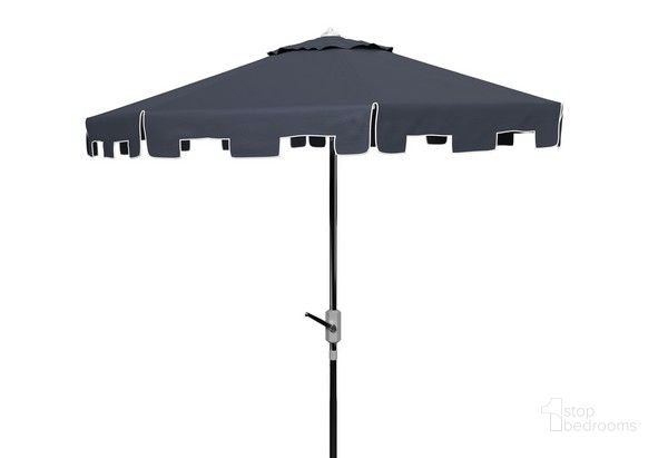 The appearance of Uv Resistant Zimmerman 9 Ft Crank Market Push Button Tilt Umbrella with Flap in Navy designed by Safavieh in the modern / contemporary interior design. This navy piece of furniture  was selected by 1StopBedrooms from Zimmerman Collection to add a touch of cosiness and style into your home. Sku: PAT8000L. Material: Metal. Product Type: Umbrella. Image1