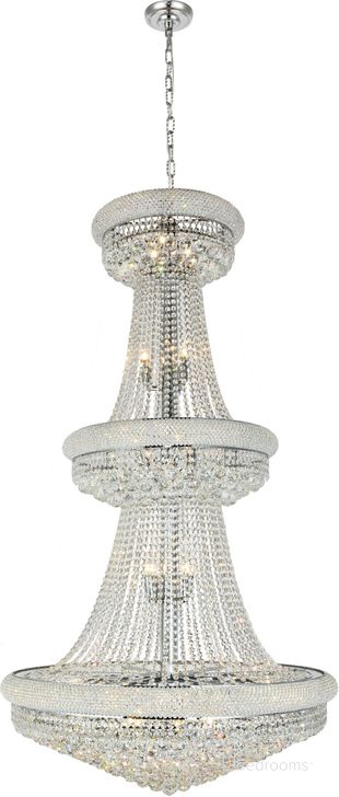 The appearance of Primo 36 Chrome 32 Light Chandelier With Clear Royal Cut Crystal Trim designed by Elegant Lighting in the modern / contemporary interior design. This chrome piece of furniture  was selected by 1StopBedrooms from Primo Collection to add a touch of cosiness and style into your home. Sku: V1800G36C/RC. Product Type: Chandelier. Material: Crystal.