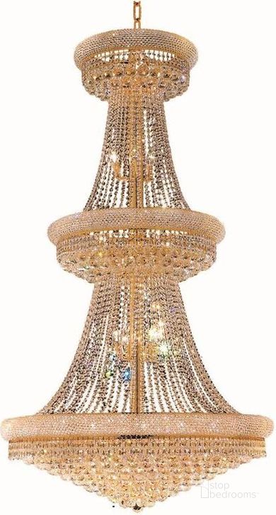 The appearance of Primo 42 Gold 38 Light Chandelier With Clear Royal Cut Crystal Trim designed by Elegant Lighting in the modern / contemporary interior design. This gold piece of furniture  was selected by 1StopBedrooms from Primo Collection to add a touch of cosiness and style into your home. Sku: V1800G42G/RC. Product Type: Chandelier. Material: Crystal.