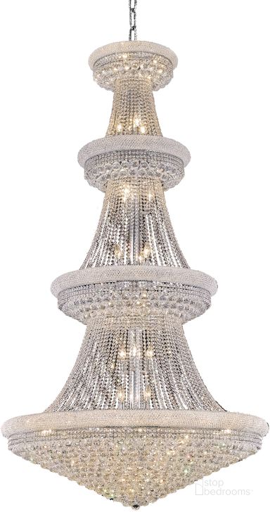 The appearance of Primo 48 Chrome 42 Light Chandelier With Clear Royal Cut Crystal Trim designed by Elegant Lighting in the modern / contemporary interior design. This chrome piece of furniture  was selected by 1StopBedrooms from Primo Collection to add a touch of cosiness and style into your home. Sku: V1800G48C/RC. Product Type: Chandelier. Material: Crystal.