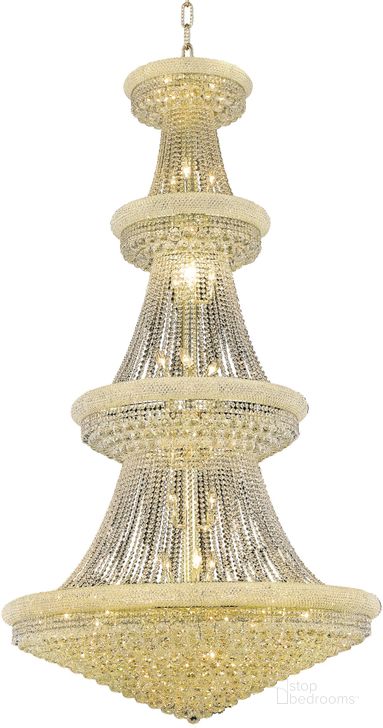 The appearance of Primo 48 Gold 42 Light Chandelier With Clear Royal Cut Crystal Trim designed by Elegant Lighting in the modern / contemporary interior design. This gold piece of furniture  was selected by 1StopBedrooms from Primo Collection to add a touch of cosiness and style into your home. Sku: V1800G48G/RC. Product Type: Chandelier. Material: Crystal.