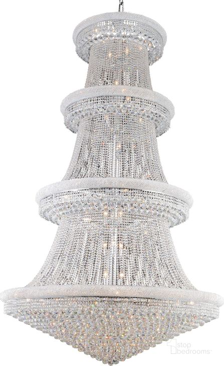 The appearance of Primo 62 Chrome 56 Light Chandelier With Clear Royal Cut Crystal Trim designed by Elegant Lighting in the modern / contemporary interior design. This chrome piece of furniture  was selected by 1StopBedrooms from Primo Collection to add a touch of cosiness and style into your home. Sku: V1800G62C/RC. Product Type: Chandelier. Material: Crystal.