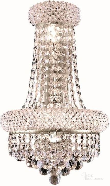 The appearance of V1800W12SC/RC Primo 12 Chrome 4 Light Wall Sconce With Clear Royal Cut Crystal Trim designed by Elegant Lighting in the modern / contemporary interior design. This chrome piece of furniture  was selected by 1StopBedrooms from Primo Collection to add a touch of cosiness and style into your home. Sku: V1800W12SC/RC. Material: Steel. Product Type: Wall Sconce.