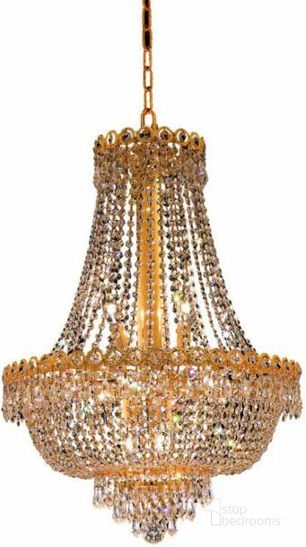 The appearance of Century 20 Gold 12 Light Chandelier With Clear Royal Cut Crystal Trim designed by Elegant Lighting in the modern / contemporary interior design. This gold piece of furniture  was selected by 1StopBedrooms from Century Collection to add a touch of cosiness and style into your home. Sku: V1900D20G/RC. Product Type: Chandelier. Material: Crystal.