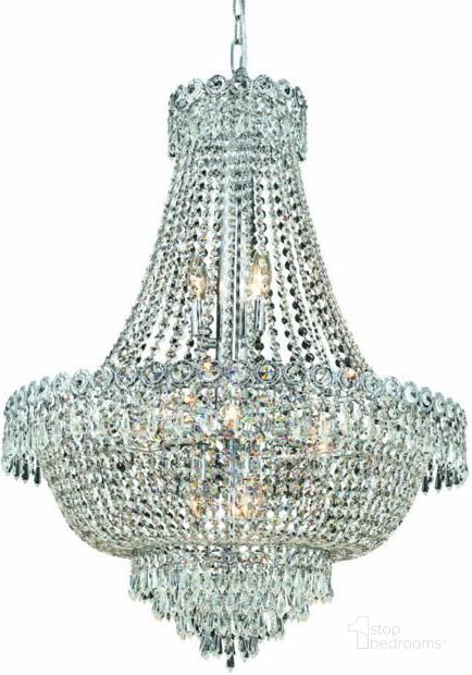 The appearance of Century 24 Chrome 12 Light Chandelier With Clear Royal Cut Crystal Trim designed by Elegant Lighting in the modern / contemporary interior design. This chrome piece of furniture  was selected by 1StopBedrooms from Century Collection to add a touch of cosiness and style into your home. Sku: V1900D24C/RC. Product Type: Chandelier. Material: Crystal.