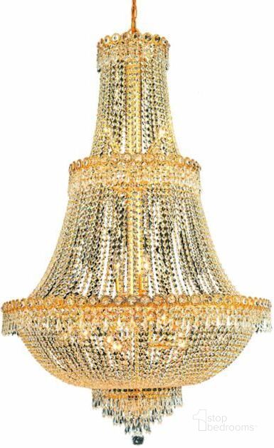 The appearance of Century 30 Gold 17 Light Chandelier With Clear Royal Cut Crystal Trim designed by Elegant Lighting in the modern / contemporary interior design. This gold piece of furniture  was selected by 1StopBedrooms from Century Collection to add a touch of cosiness and style into your home. Sku: V1900G30G/RC. Product Type: Chandelier. Material: Crystal.