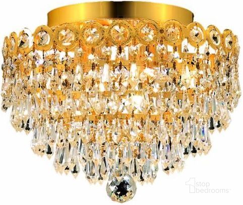 The appearance of V1902F12G/RC Century 12 Gold 4 Light Flush Mount With Clear Royal Cut Crystal Trim designed by Elegant Lighting in the modern / contemporary interior design. This gold piece of furniture  was selected by 1StopBedrooms from Century Collection to add a touch of cosiness and style into your home. Sku: V1902F12G/RC. Material: Steel. Product Type: Flush Mount.