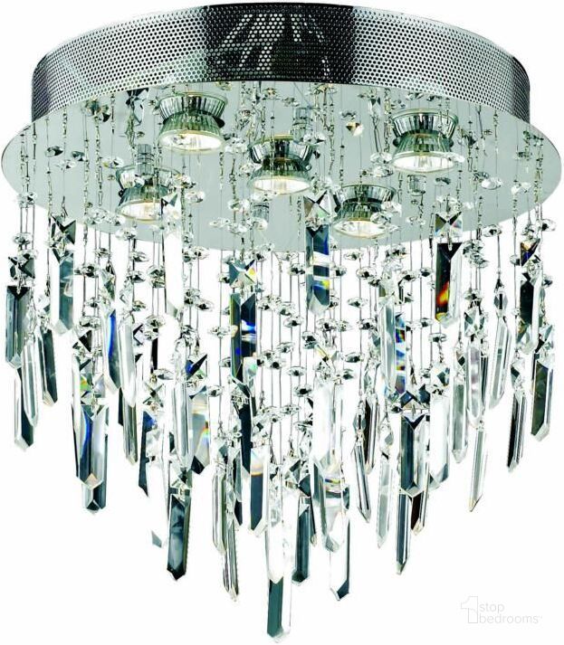 The appearance of V2006F16SC/RC Galaxy 16 Chrome 5 Light Flush Mount With Clear Royal Cut Crystal Trim designed by Elegant Lighting in the modern / contemporary interior design. This chrome piece of furniture  was selected by 1StopBedrooms from Galaxy Collection to add a touch of cosiness and style into your home. Sku: V2006F16SC/RC. Material: Steel. Product Type: Flush Mount.