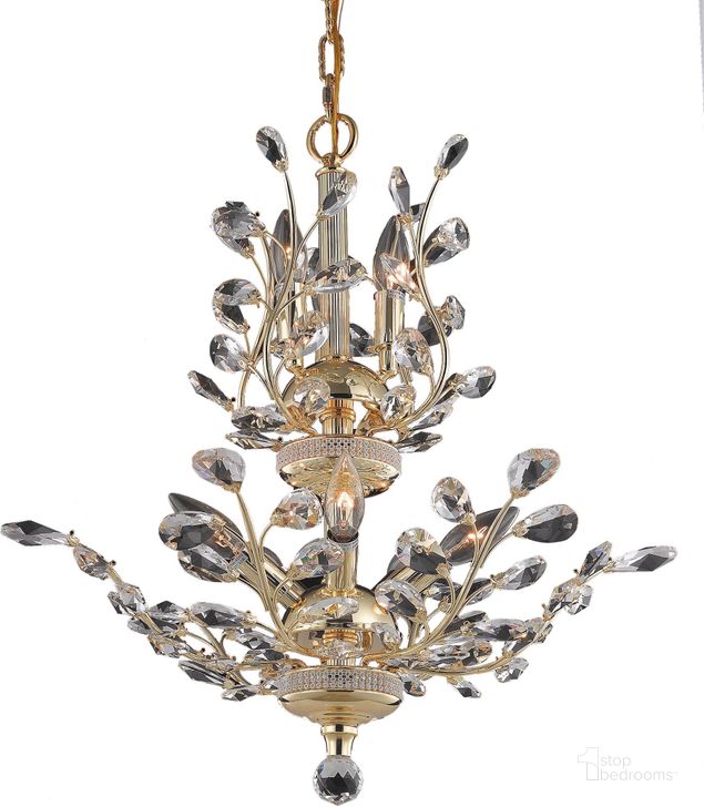 The appearance of Orchid 21 Gold 8 Light Chandelier With Clear Royal Cut Crystal Trim designed by Elegant Lighting in the modern / contemporary interior design. This gold piece of furniture  was selected by 1StopBedrooms from Orchid Collection to add a touch of cosiness and style into your home. Sku: V2011D21G/RC. Product Type: Chandelier. Material: Crystal.