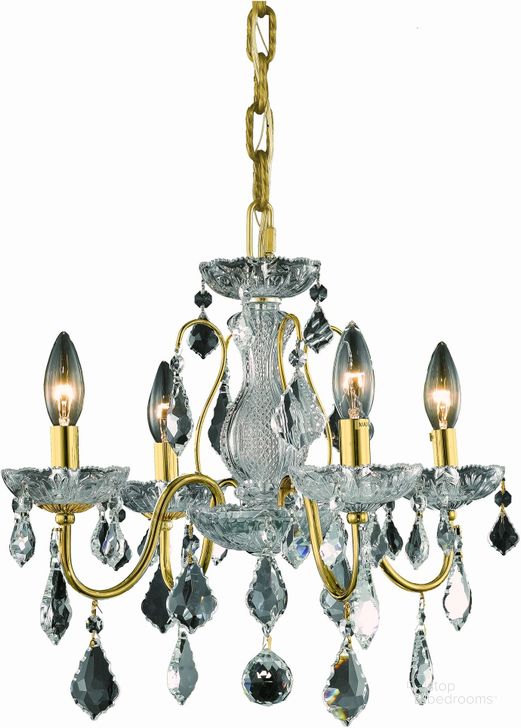 The appearance of St. Francis 17 Gold 4 Light Pendant With Clear Royal Cut Crystal Trim designed by Elegant Lighting in the modern / contemporary interior design. This gold piece of furniture  was selected by 1StopBedrooms from St. Francis Collection to add a touch of cosiness and style into your home. Sku: V2015D17G/RC. Material: Steel. Product Type: Pendant Lighting.